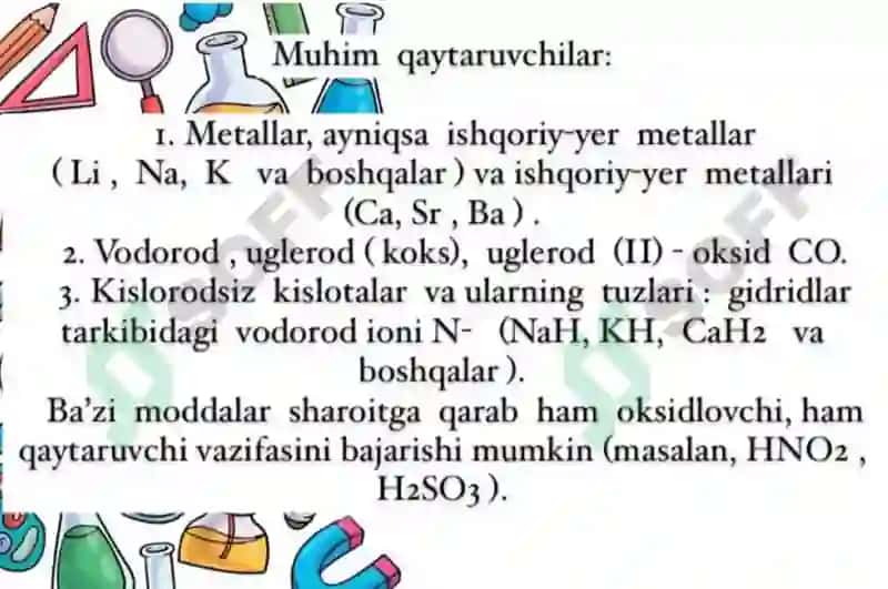 oksidlanish qaytarilish reaksiyalari 7