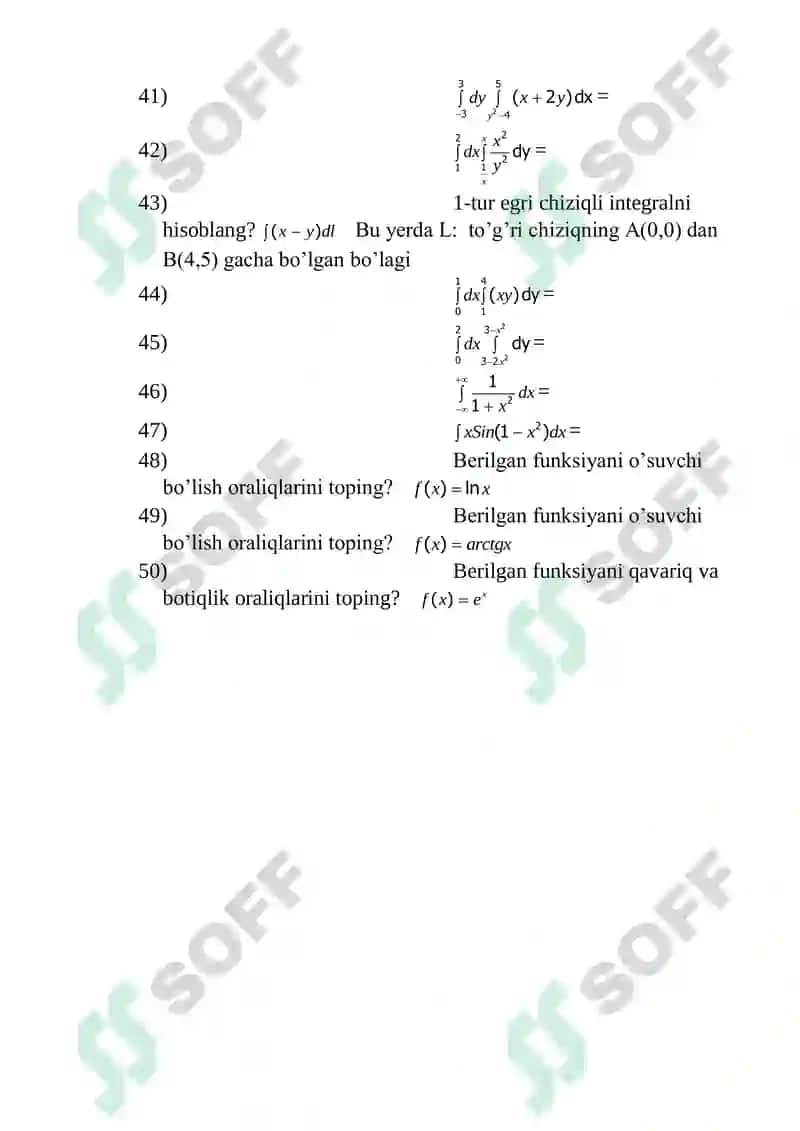 Matematika va kompleks analiz,algebra fanlaridan atestatsiya 7