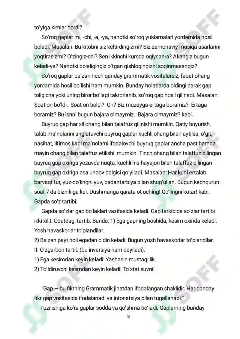 Gapning grammatik kategoriyalar 8