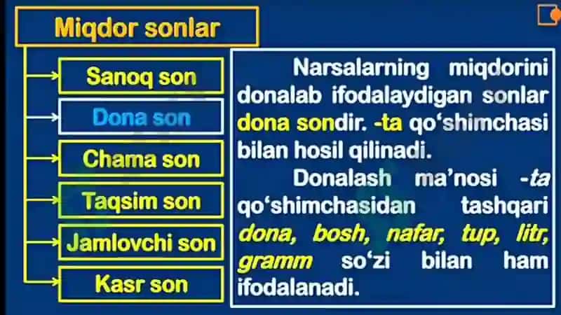 son so‘z turkumi 8