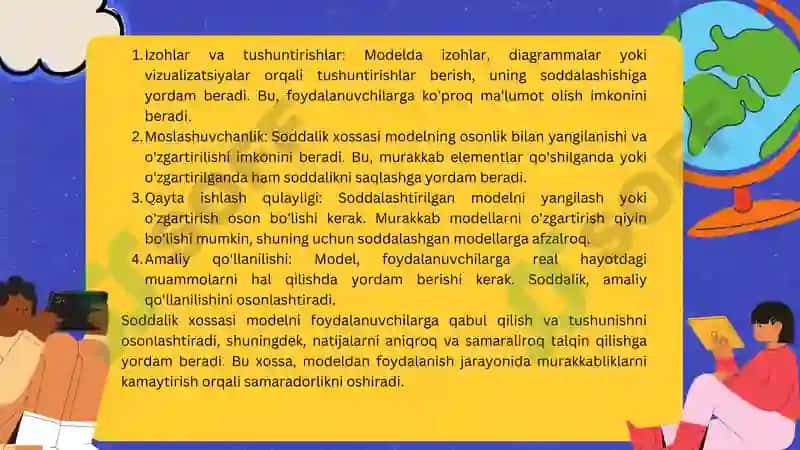 Modellarni tuzishning asosiy xossalari. 8