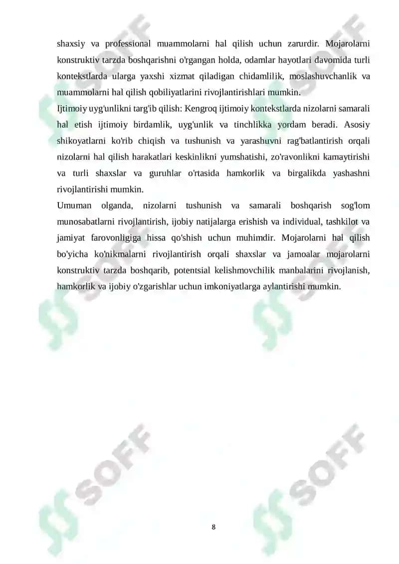 KONFLIKTLARNI YECHISH USULLARI 8