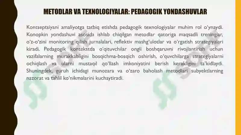 O.A. KONOPKINNING ONGI O‘ZINI O‘ZI BOSHQARISH KONTSEPTSIYASI. 8