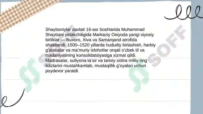 Oʻzbekiston mustaqillik gʻoyalarining tarixiy asoslari 8