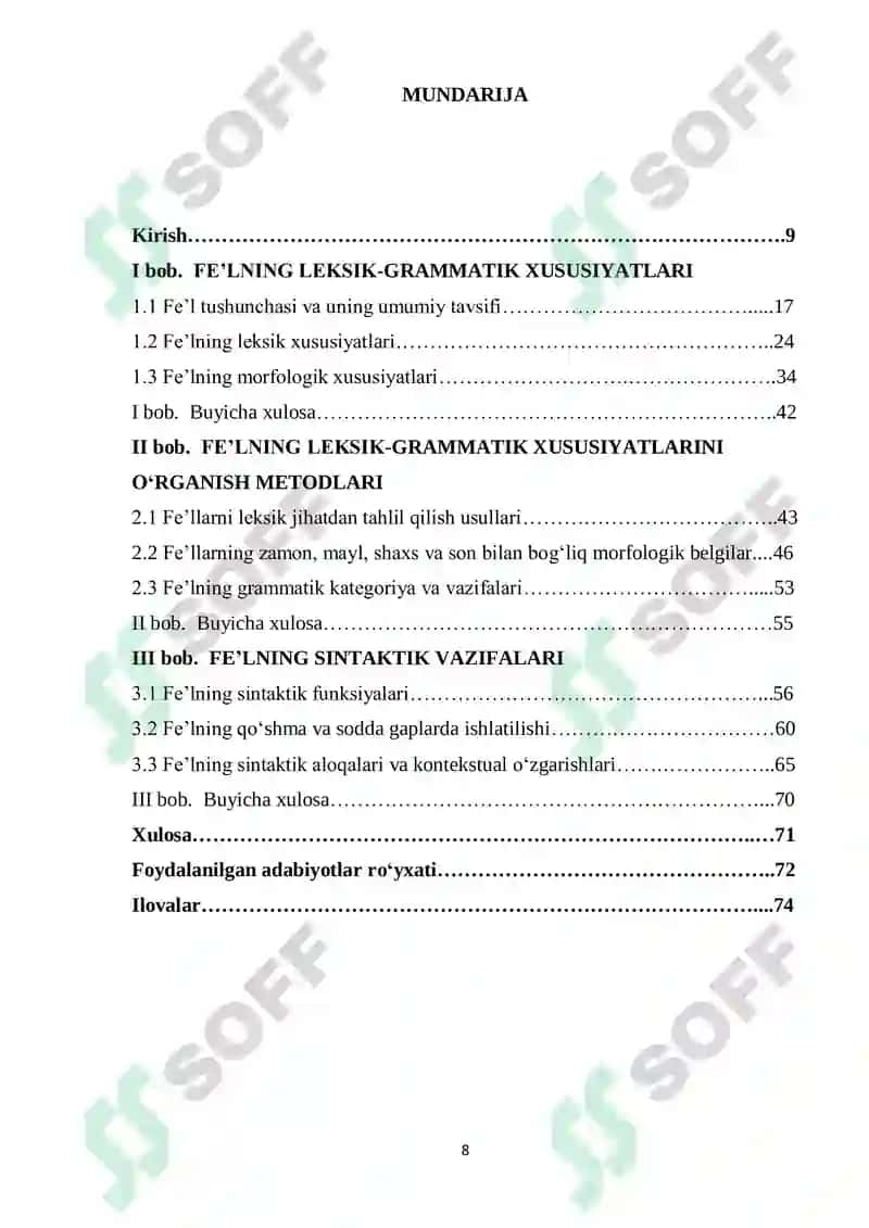 Feʼlning leksik-grammatik xususiyatlari 8