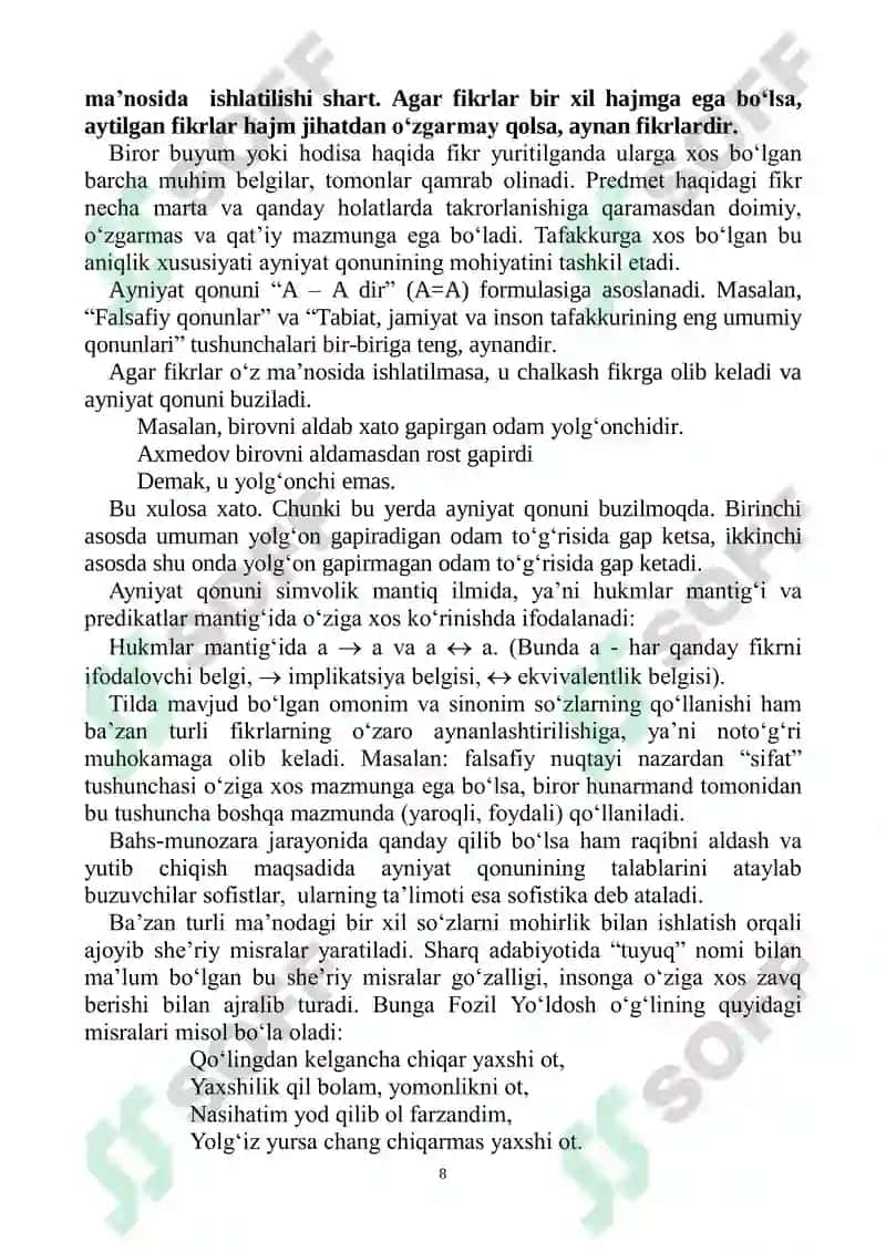FALSAFA (Mantiq qismidan) 8