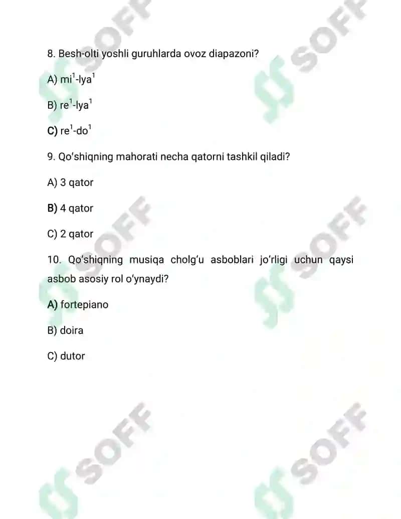 Musiqa mashgʻulotlari tuzilishi 8