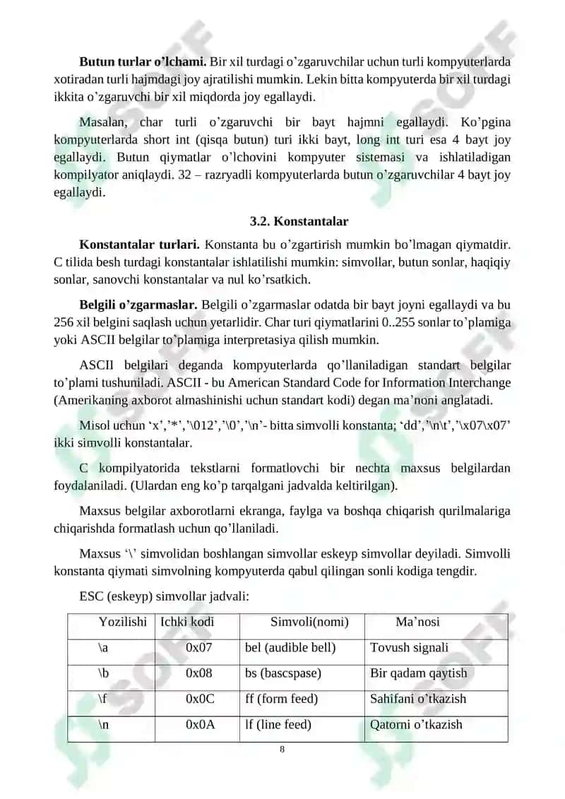 "Kompyuter tizimlarining dasturiy va texnik ta’minoti" 8