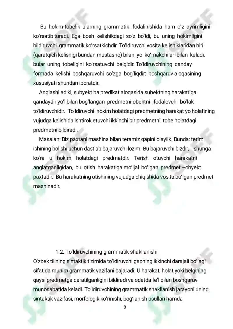 Toʻldiruvchi va uning oʻzbek tilshunosligidagi tadqiqi 8