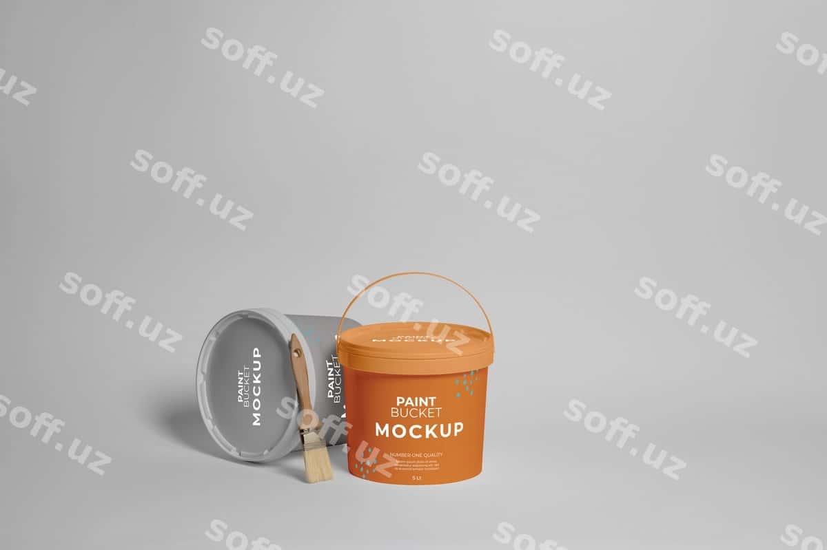 Bojiq saqlangan dizayni mockup | Paint bucket mockup design 1