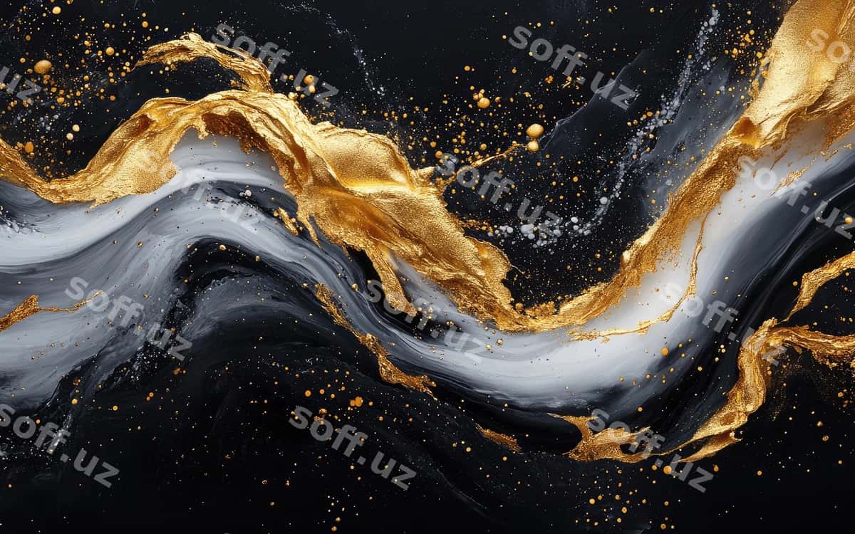 Oltin qora aylanmani oltin boya bilan bo'yash | Painting gold black swirl with gold paint 1