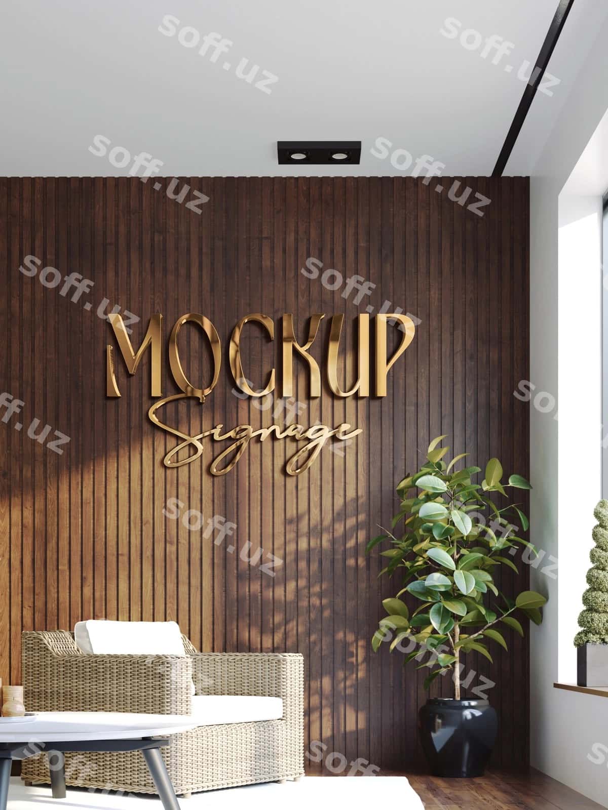 Panelli devor logo mockup | Paneled wall logo mockup 1