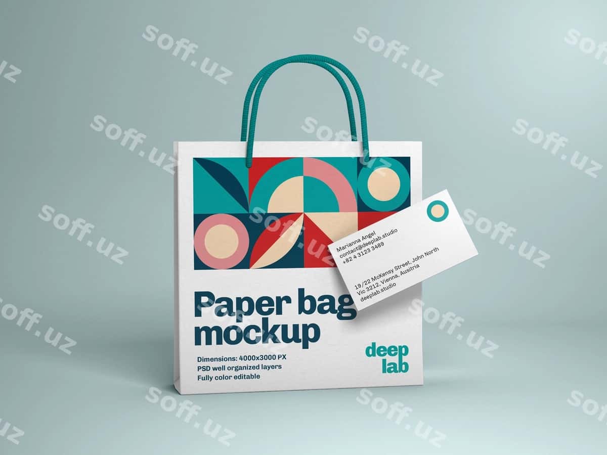 Qog'oz po'la biznes karta bilan | Paper bag with business card 1