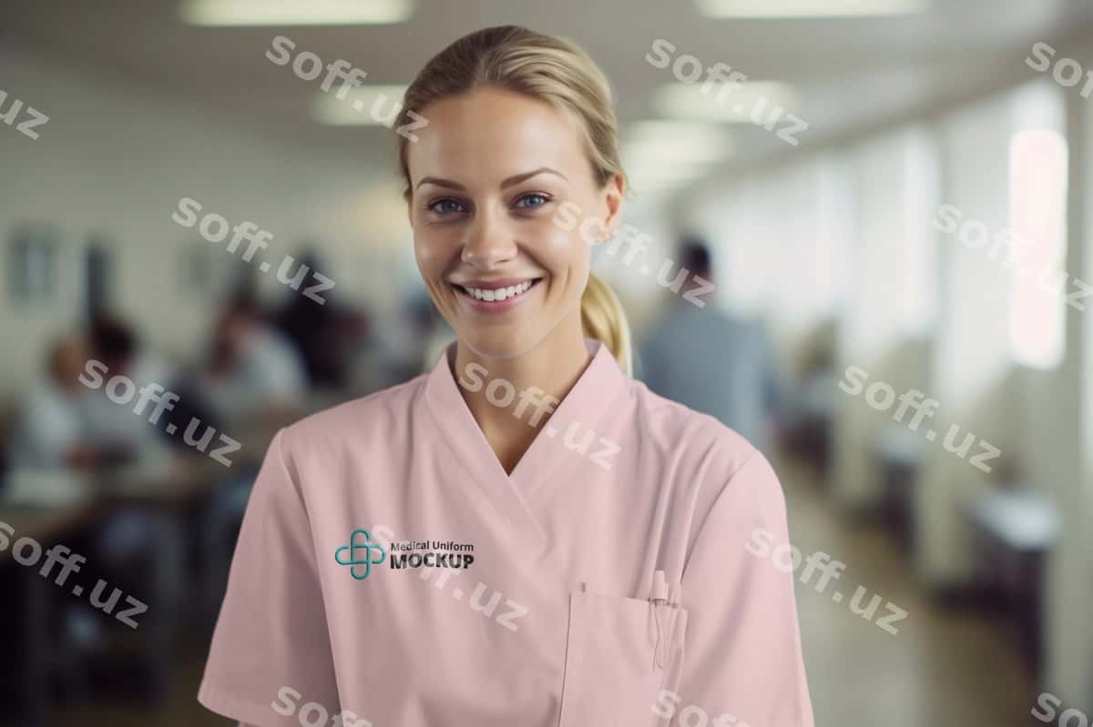 Shaxs tibbiy kostyum namunasi | Person wearing medical uniform mockup 1