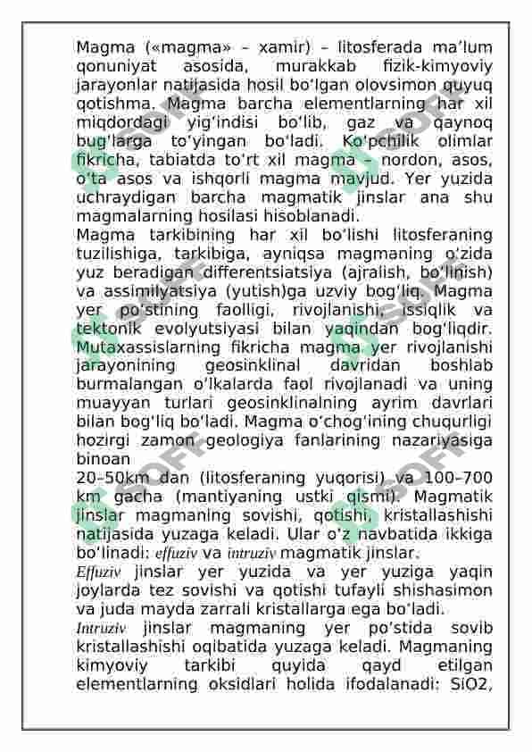 Magmatik tog‘ jinslari 2