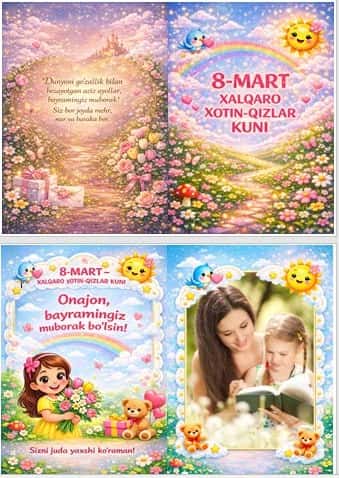 8-mart xalqaro xotin-qizlar bayrami uchun portret bolalar uchun 1