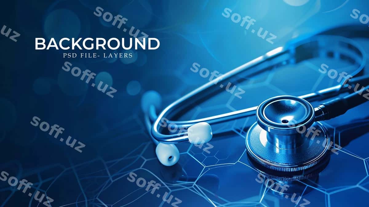 Rasm stetoskop ko'k fon | Picture stethoscope blue background 1