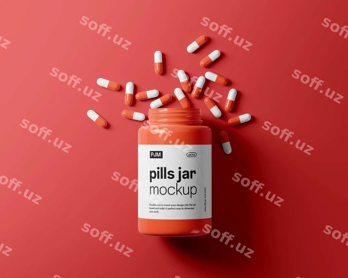 Dori vositalari bankasining maketi | Pills jar mockup 1