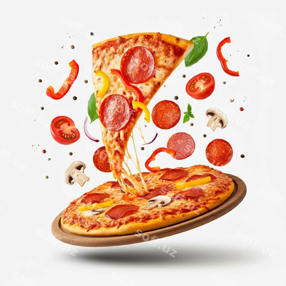 Pitsa pepperoni va pomidorlar bilan | Pizza with pepperoni tomatoes it 1