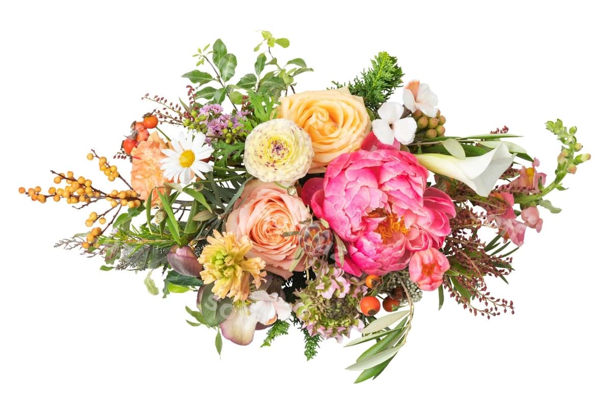 Png rangli gullar dekorativ stickersi | Png colorful flower arrangement sticker 1