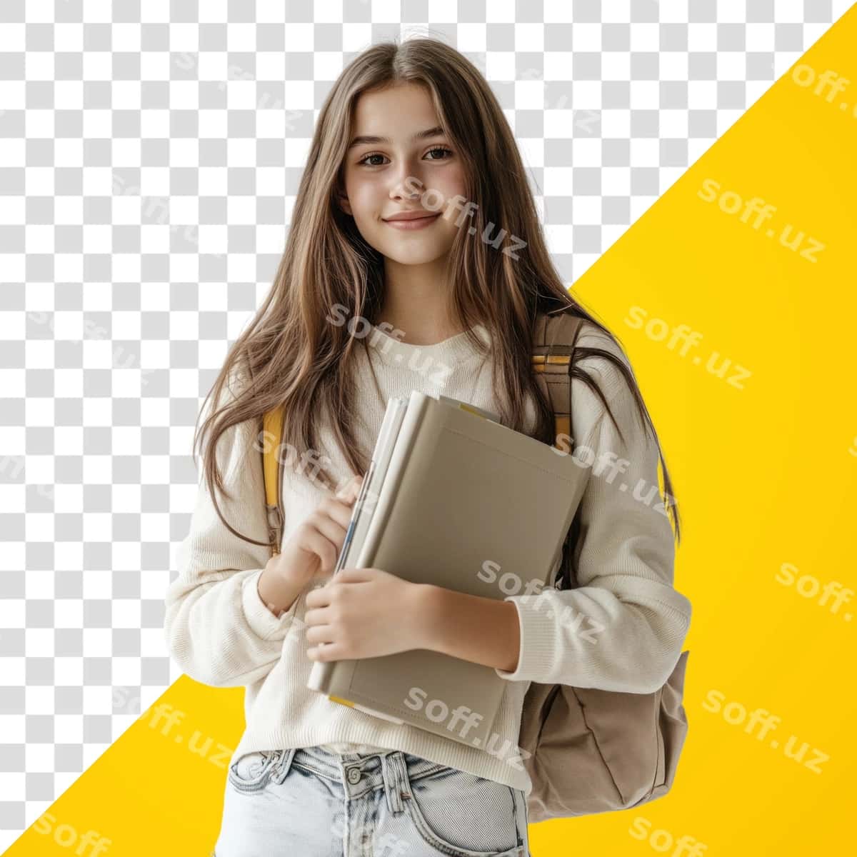 Yosh qiz talaba baxtli guladi | Png young girl student smiling happy 1