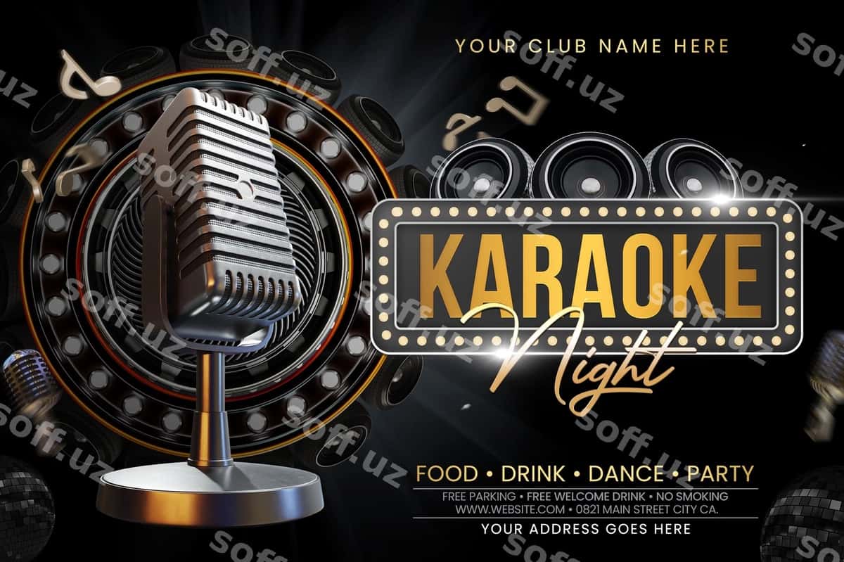 Podcast karaoke tun shou shabloni | Podcast karaoke night show template 1