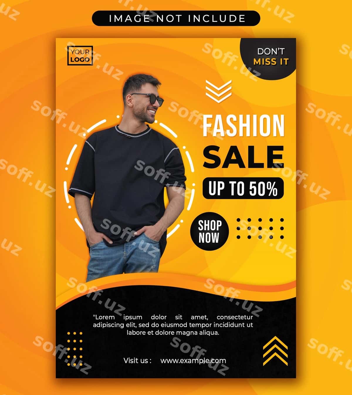 Poster moda sotuv shablon apelsin qora | Poster fashion sale template orange black 1