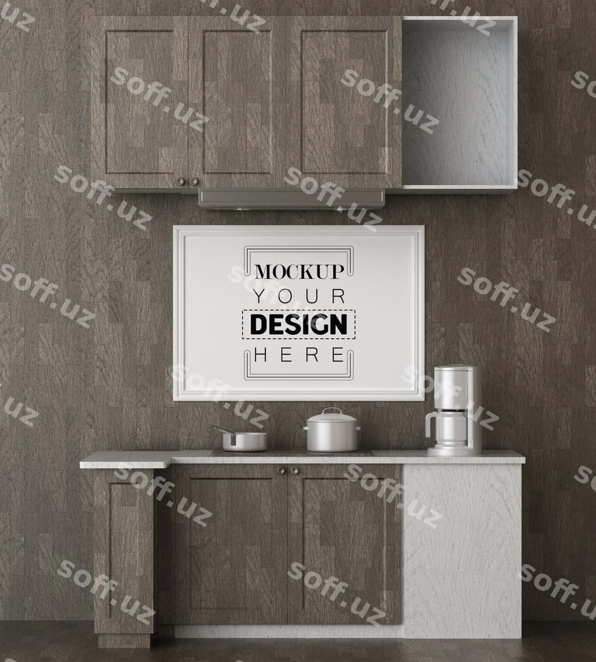 Poyezr ramkasi mehmonxona namunasi | Poster frame living room mockup 1