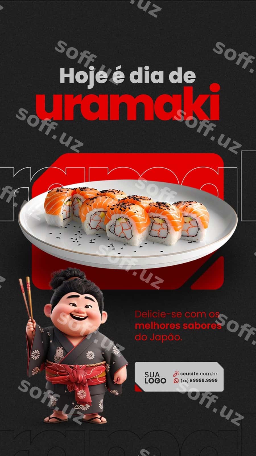Poster sushi restorani nomlangan sushi | Poster sushi restaurant called sushi 1