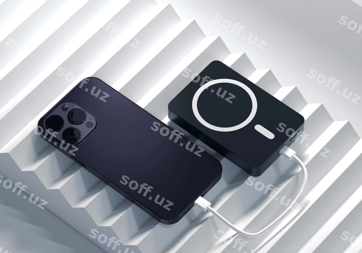 Quvvat banki namunasi smartfon bilan | Power bank mockup with smartphone 1
