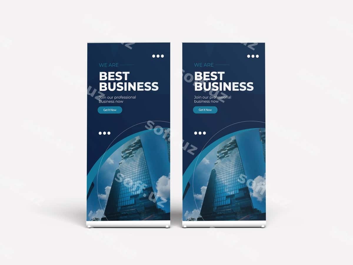 Eng yaxshi biznes reklama aylanma bayner | Promotional rollup banner best business 1