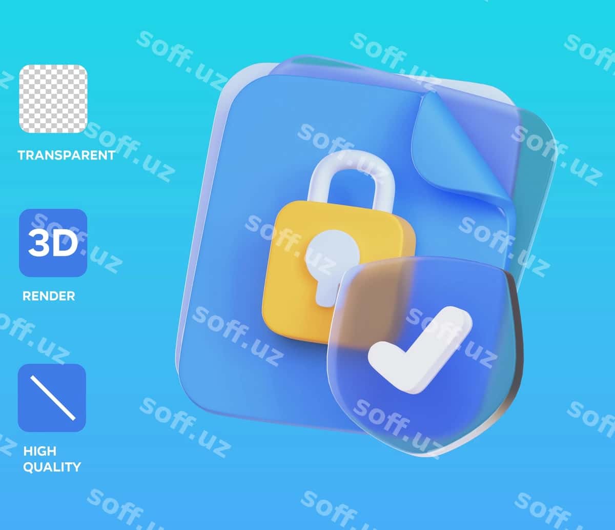 Himoya qilingan fayl 3d obyekt illustratsiyasi | Protected file 3d object illustration 1