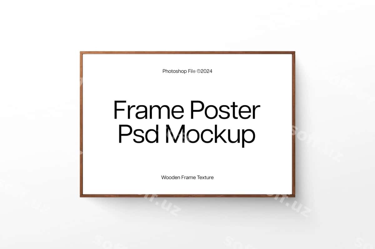 Psd jigarrang ramka mockup oq devor | Psd brown frame mockup white wall 1