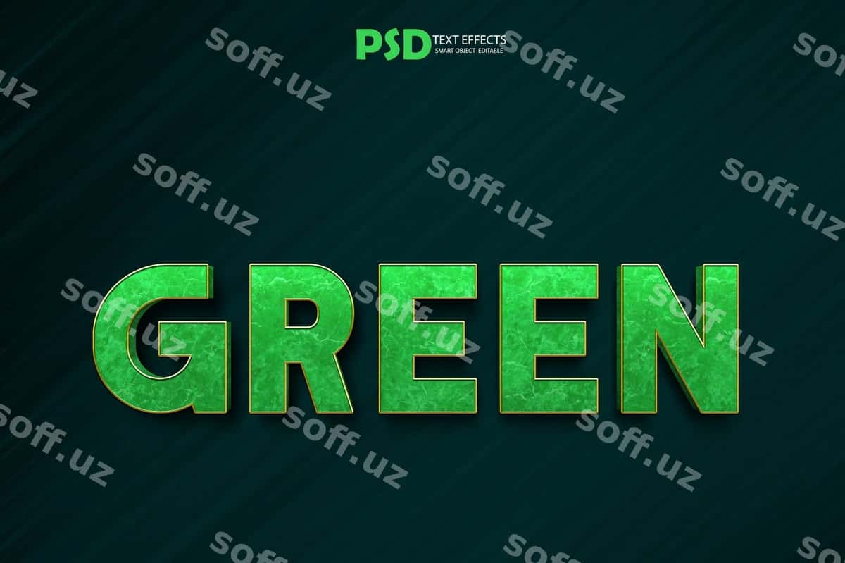Psd yashil matn uslubi effekti | Psd green text style effect 1