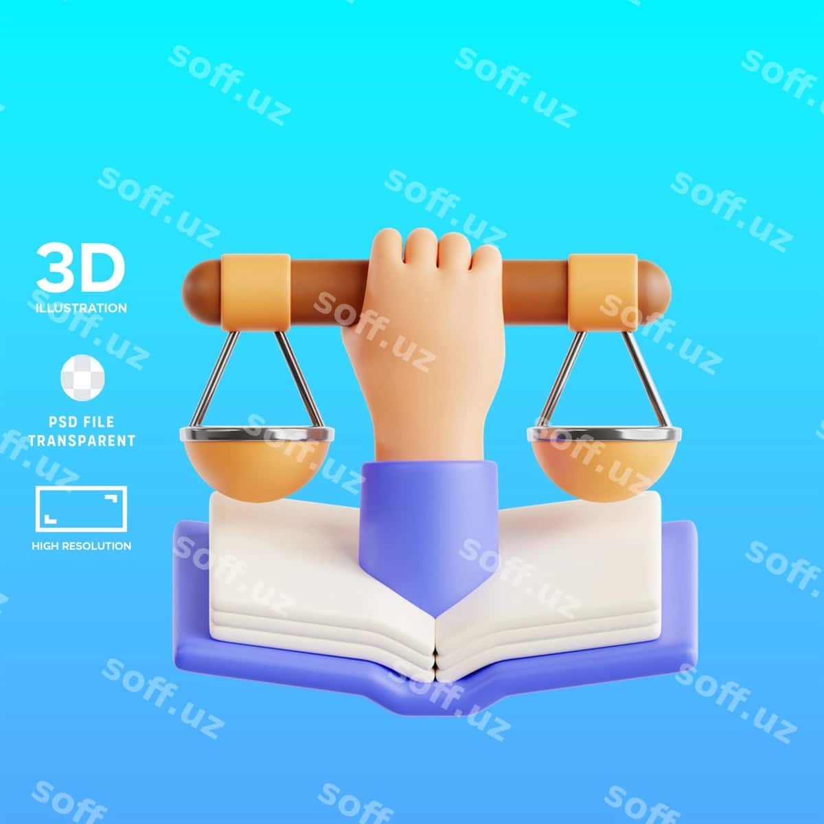 Psd adolat 3D illustratsiyasi | Psd justice 3d illustration 1