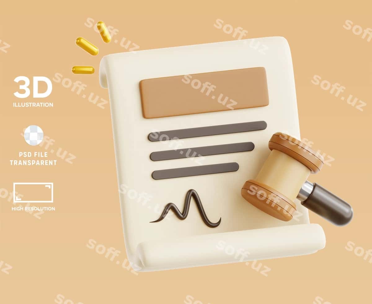 Psd huquqiy varaq uch o'lchovli illustratsiya | Psd legal paper 3d illustration 1