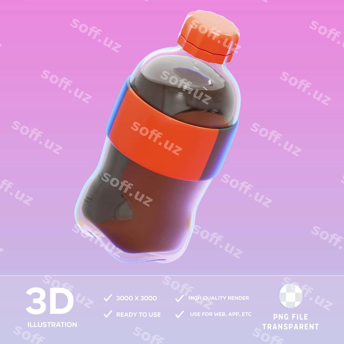 Psd yumshoq ichimlik 3D illustratsiya | Psd soft drink 3d illustration 1