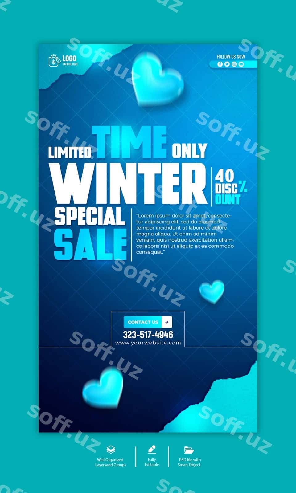 Psd qishki savdo instagram hikoyasi shabloni | Psd winter sale instagram story template 1