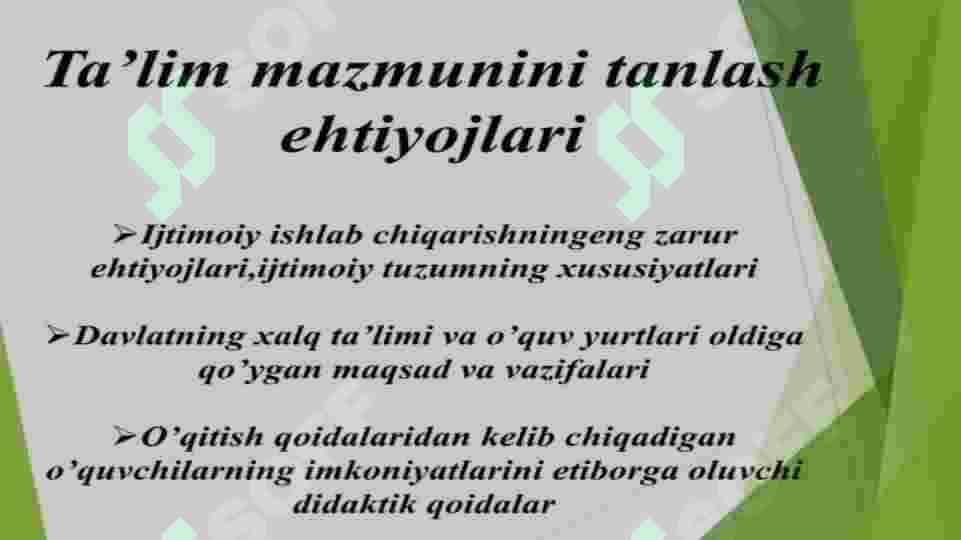 Ta'lim mazmuni 6