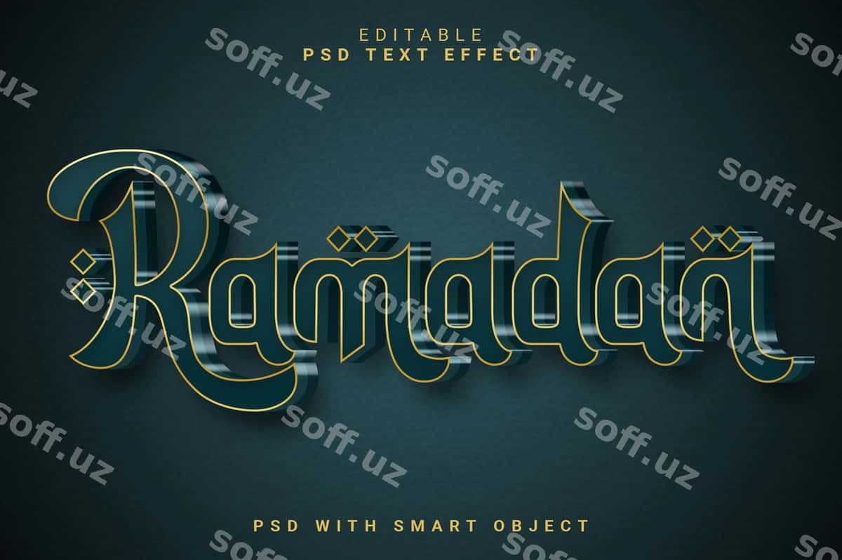 Ramadan 3-oʻlchovli matn effekti | Ramadan 3d text effect 1