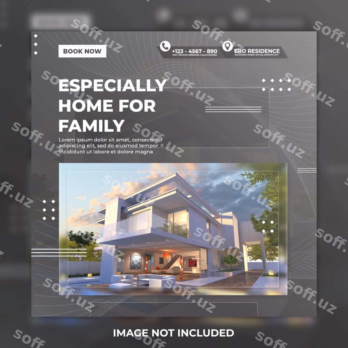 Ko'chmas mulk uyi ijtimoiy media posti | Real estate home social media post 1
