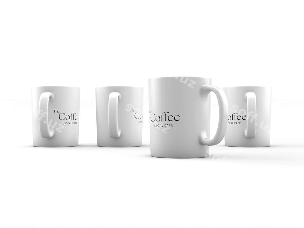 Haqiqiy kofe mugi mockup dizayni | Realistic coffee mug mockup design 1