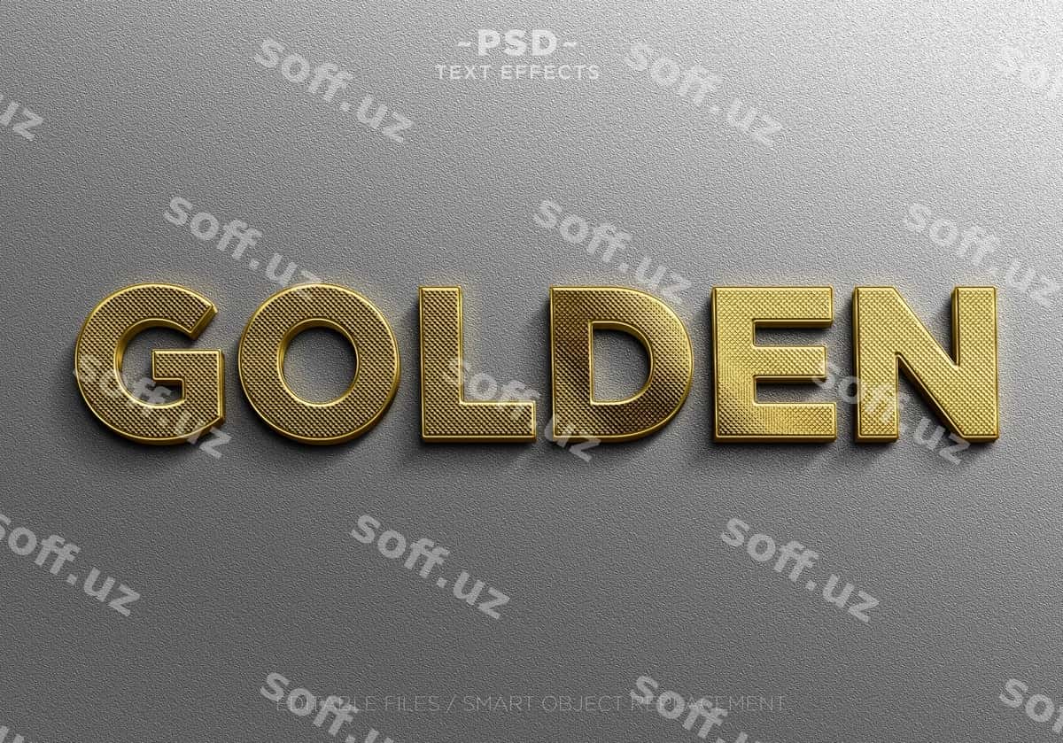 Haqiqiy oltin tahrirlanadigan matn effektlari | Realistic golden editable text effects 1