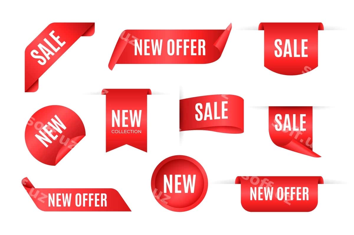 Haqiqiy sotuvlar etiketka to'plami | Realistic sales label collection 1