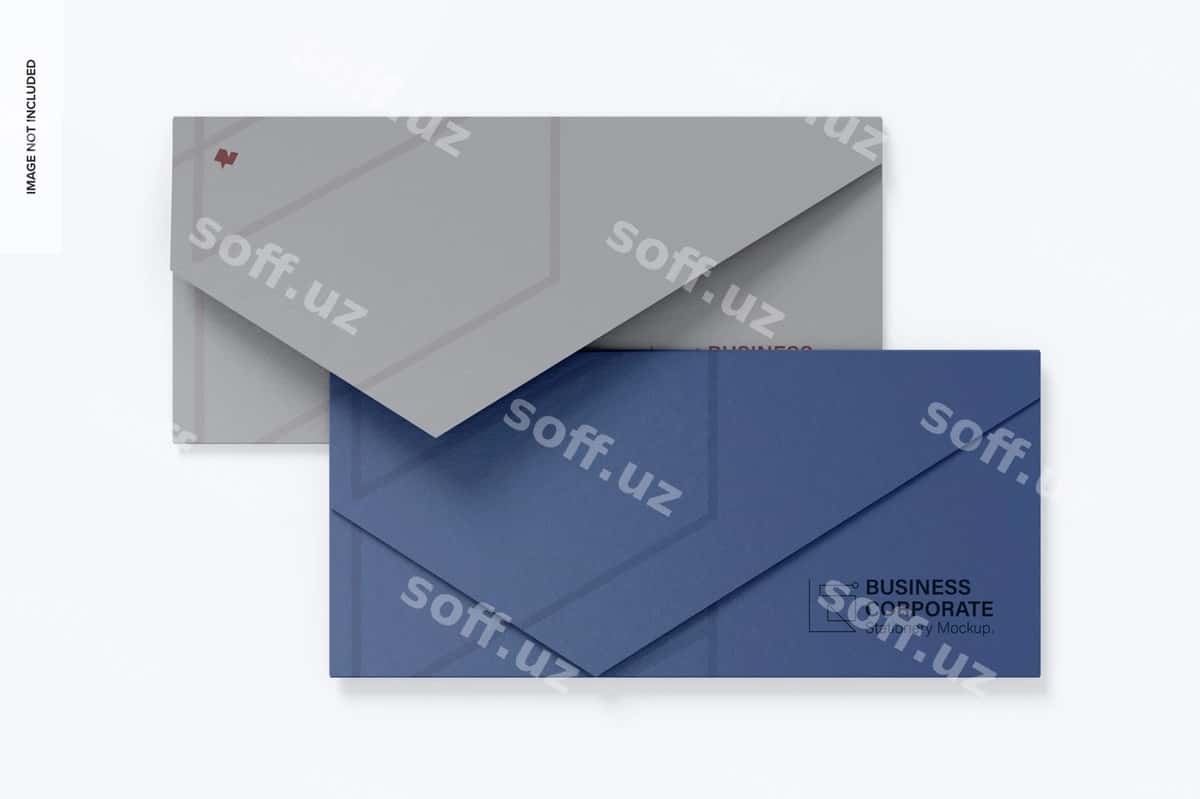 To'rtburchak qog'oz konvertlar maketi | Rectangular paper envelopes mockup 1