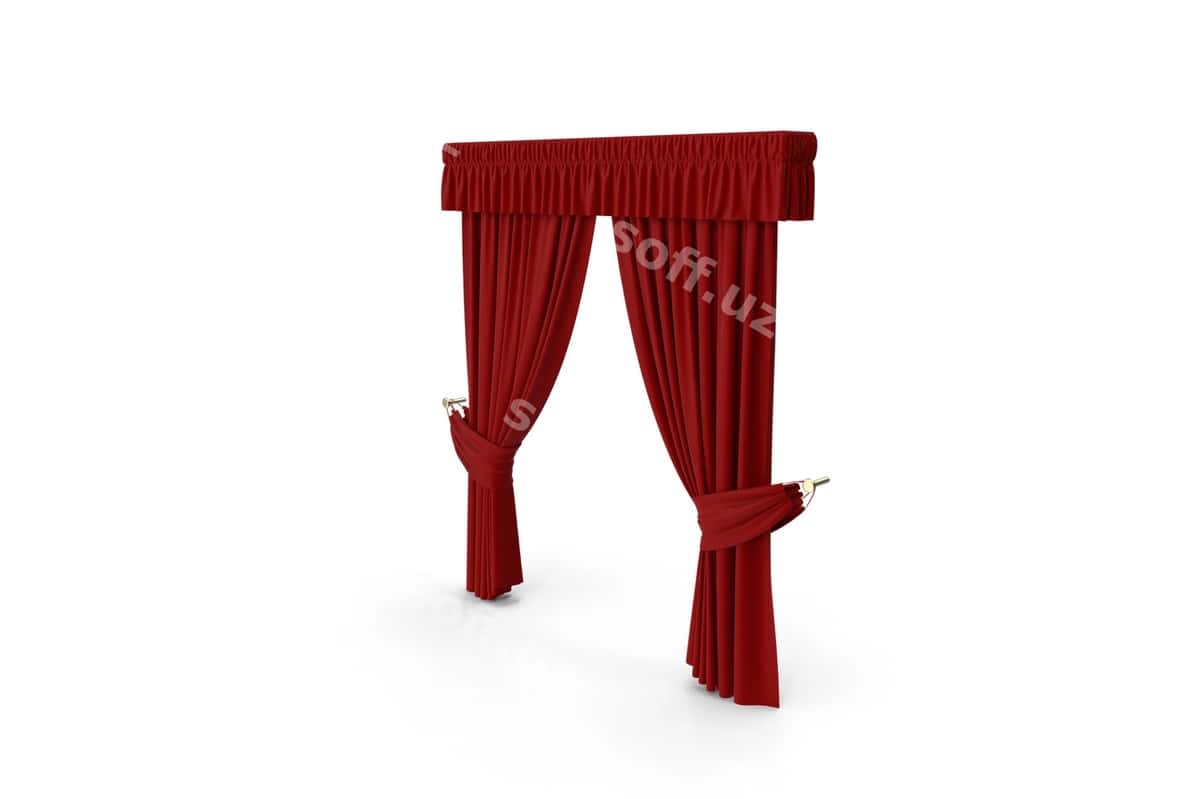 Qizil paronch dizayni 3D | Red curtain design 3d 1