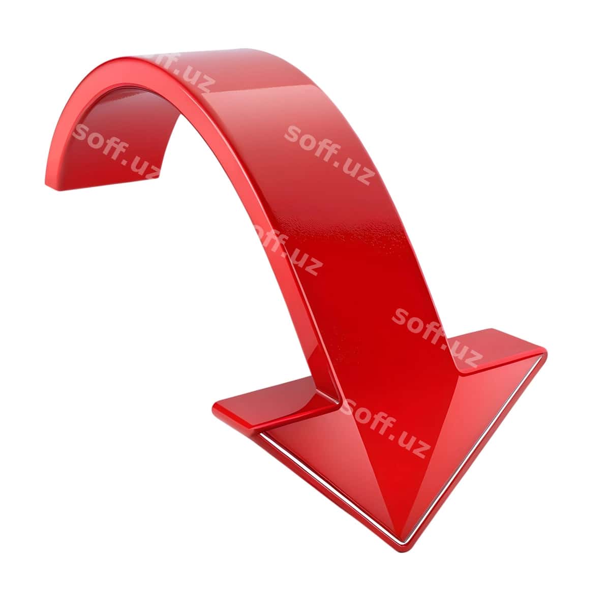 Qizil shinovar egilgan pastga olinchi | Red glossy curved down arrow 1