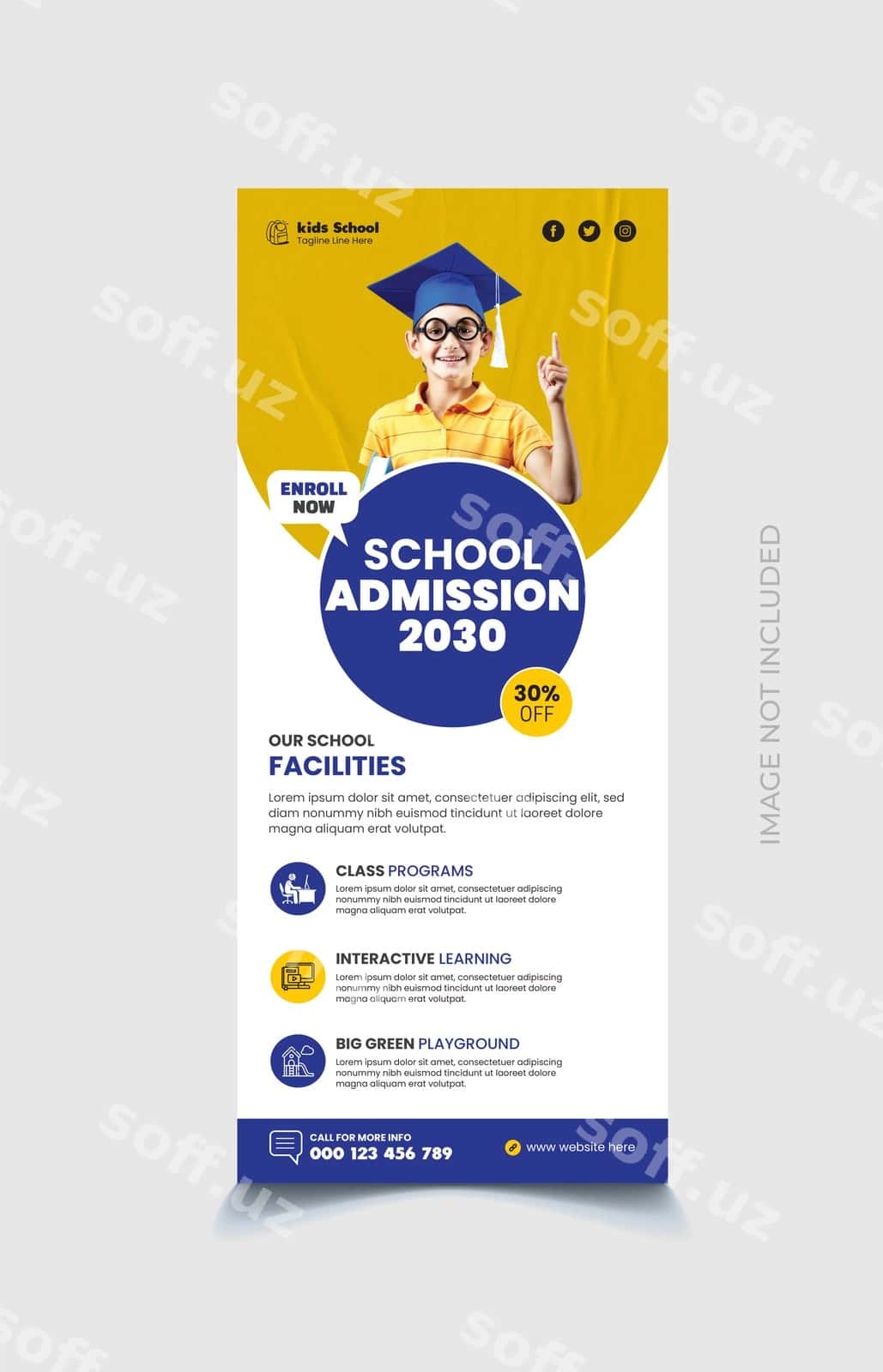 Maktab bolalari aylanma baner dizayni | School kids rollup banner design 1