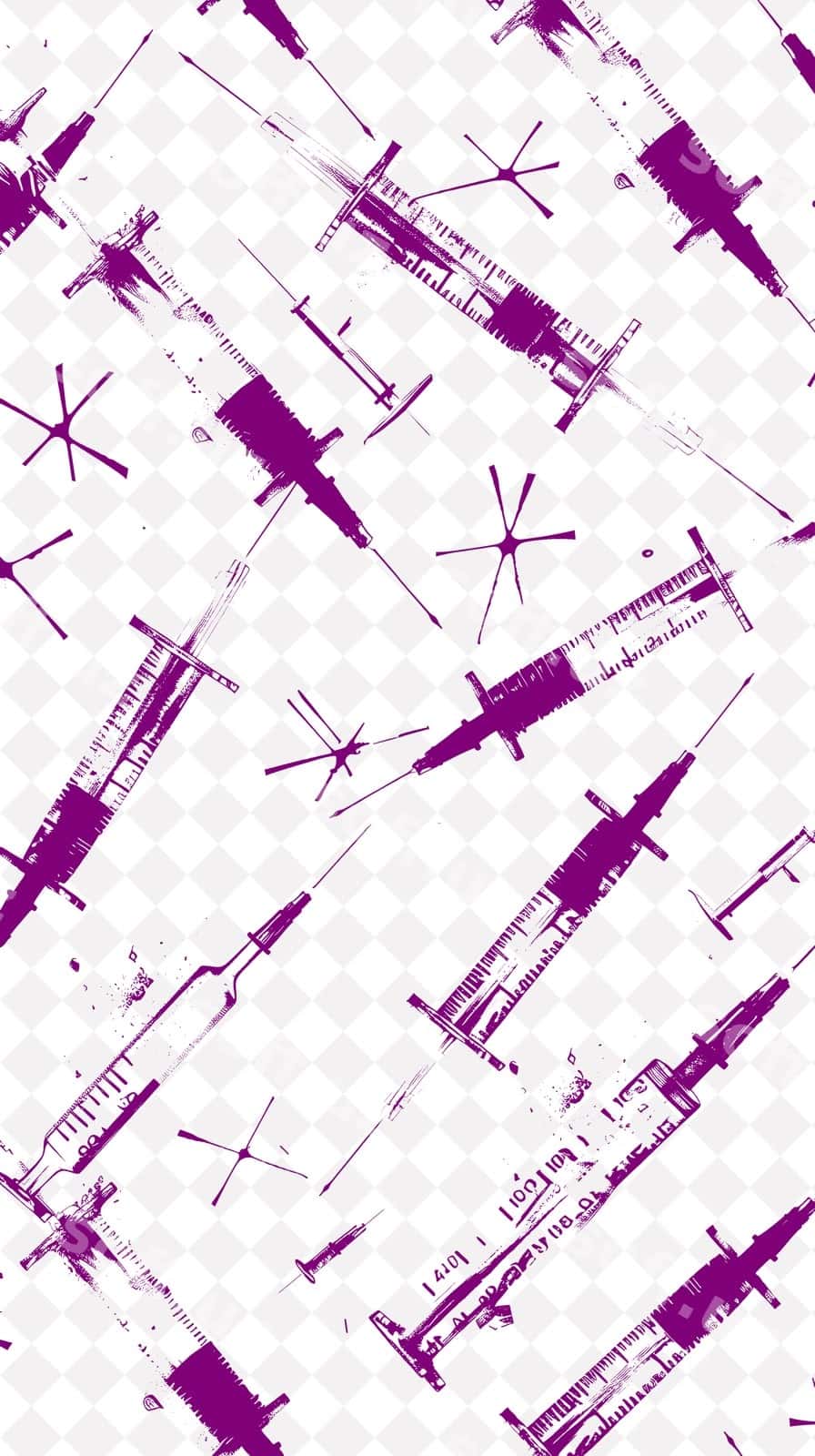 Beshqatlamasiz naqsh shprits oq fon | Seamless pattern syringe white background 1