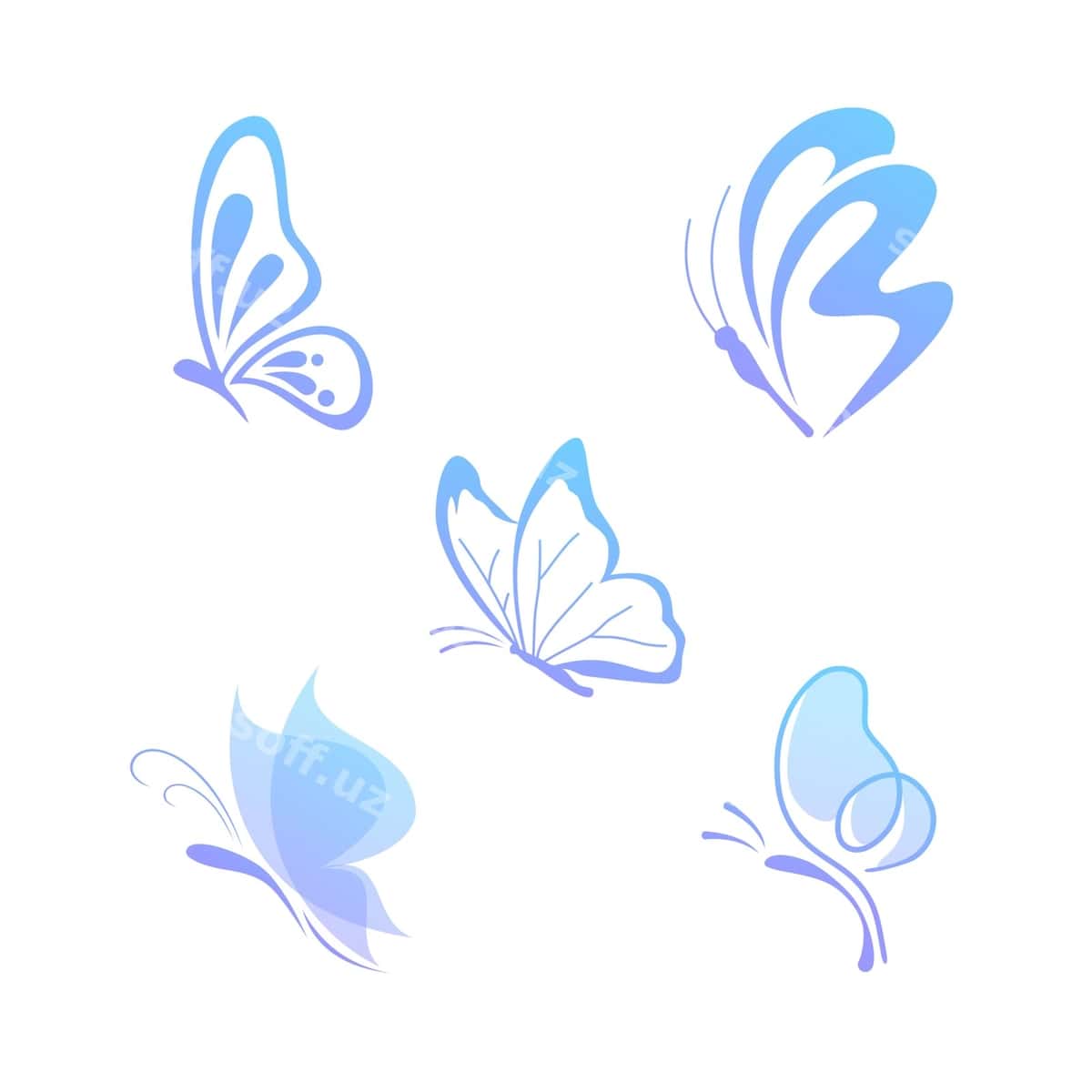 Set qanotli filtrlar logotipi dizayni shabloni | Set butterfly logo design template 1